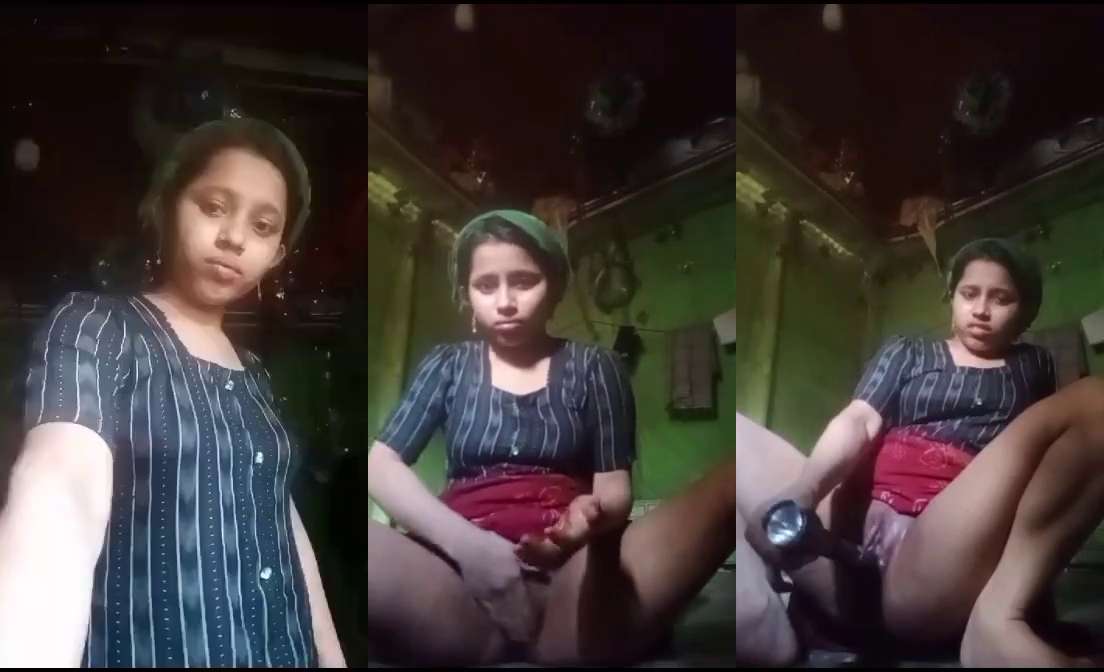 Sexy Innocent Girl Masturbating with Torch Light Full Video